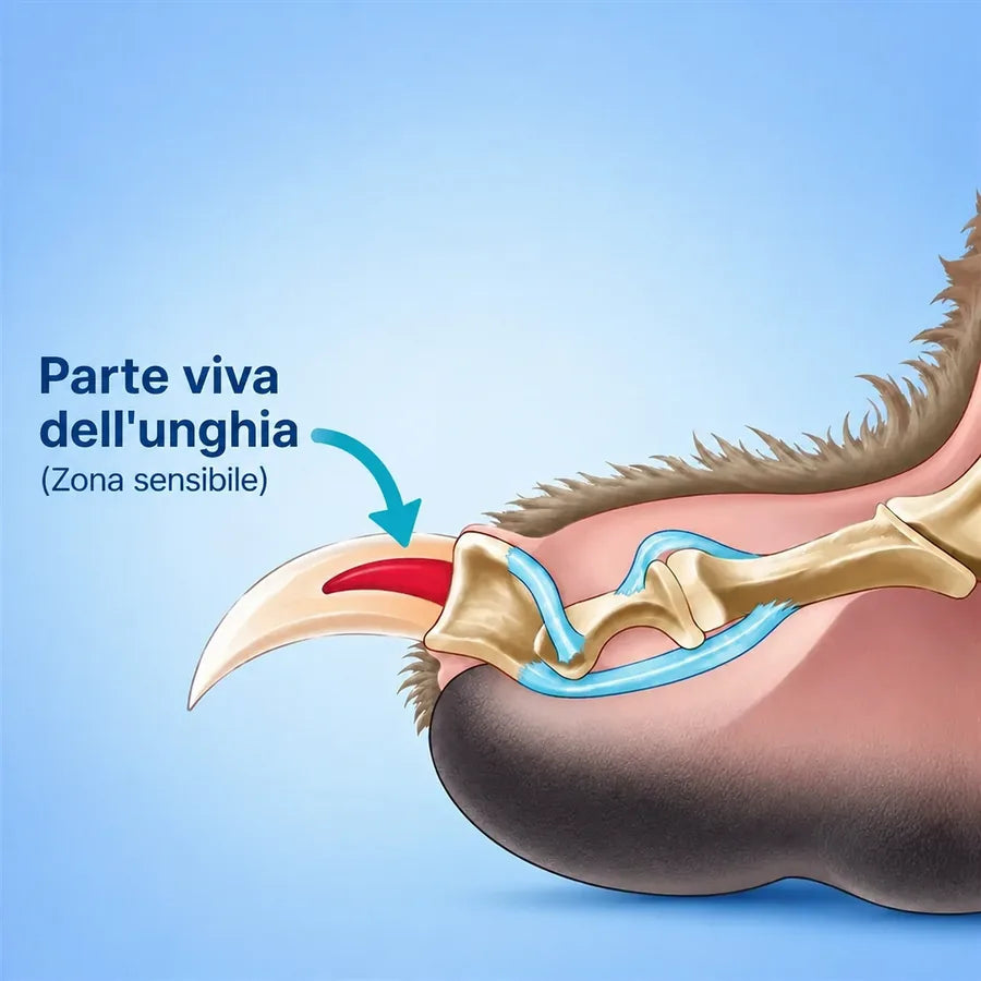 Schema della zona sensibile all’interno dell’unghia